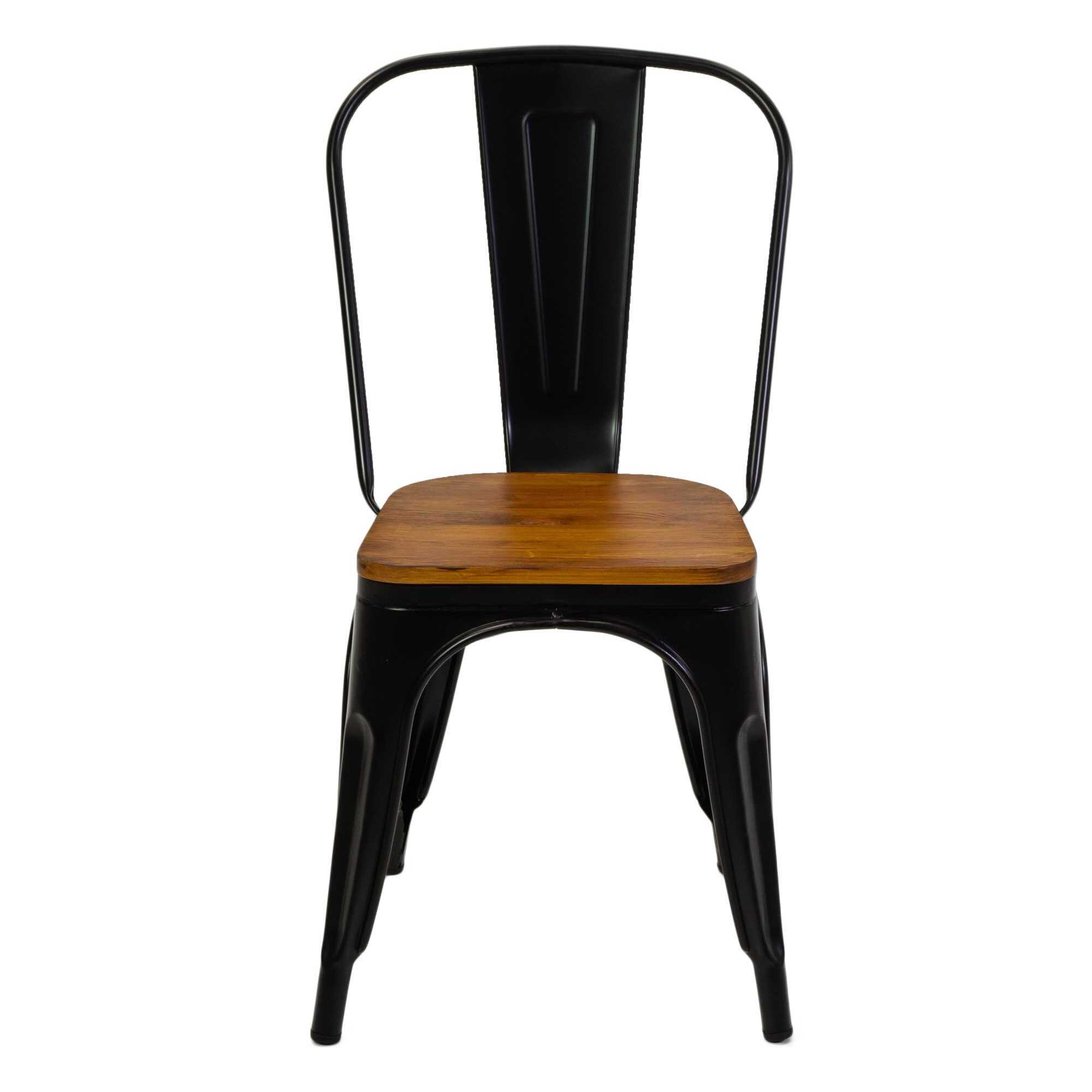 Sedia New Bristol Vacchetti in ferro nero con seduta in legno cm43x43h45/84