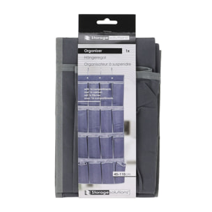 Well home organizador de puertas con 16 casillas y 3 ganchos de metal - gris oscuro