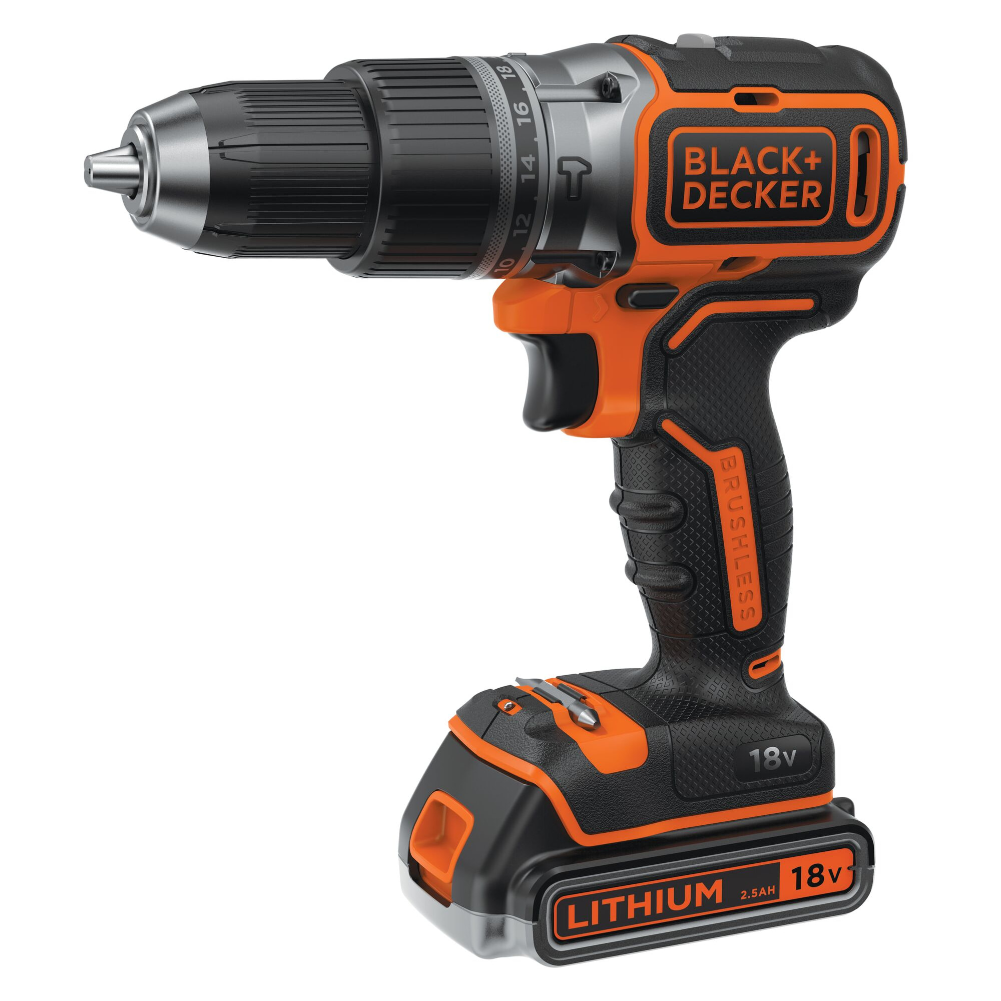 Perceuse à percussion sans fil brushless 18v 50 accessoires 4Ah + 2.5Ah BLACK+DECKER BL188ME2SA-QW