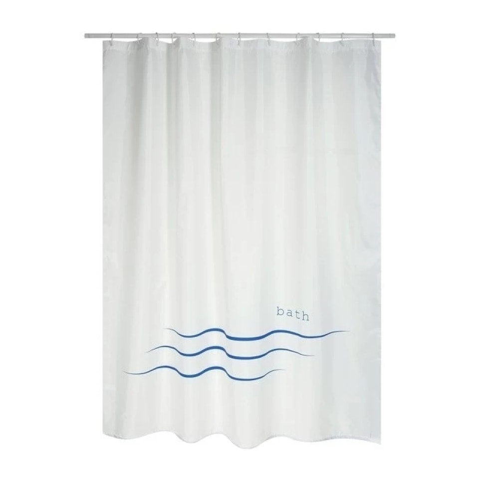 Rideau de douche Polyester PACCO 180x200cm QUALITE PREMIUM Blanc - Anneaux inclus MSV