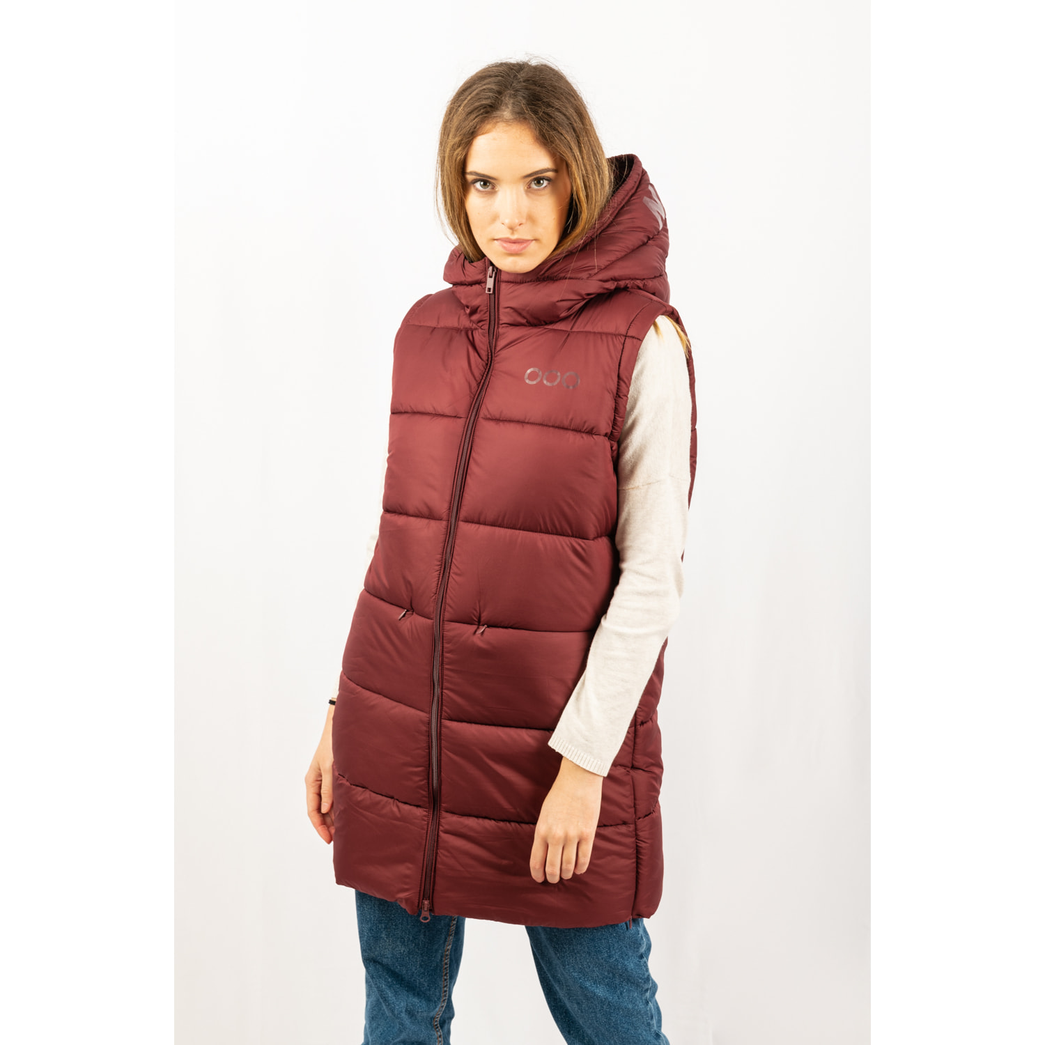 Chaleco Barcelona Long Vest marca ECOON - granate oscuro