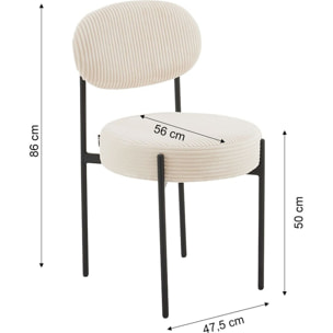 Lot de 2 chaises en velours côtelé - EVORA