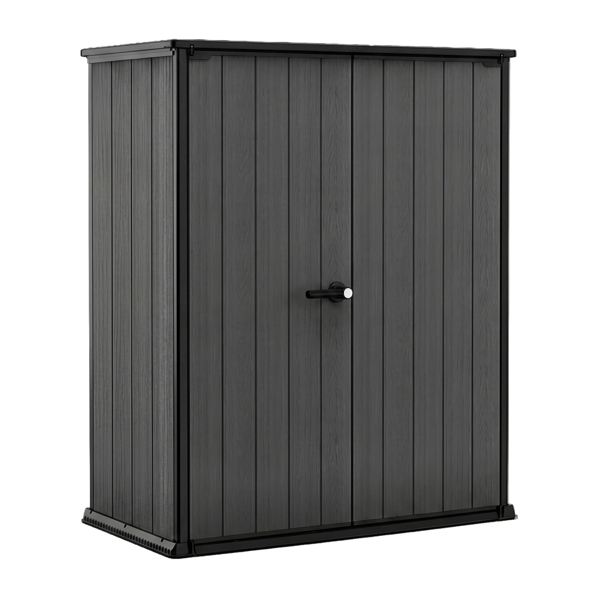 Cortina Alto - Mobili Da Giardino 140x73,6x170,4 cm 2 Ante Per Deposito Attrezzi Finitura Effetto Legno Evotech+ In Resina Grigio