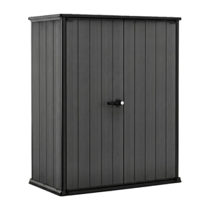 Cortina Alto - Mobili Da Giardino 140x73,6x170,4 cm 2 Ante Per Deposito Attrezzi Finitura Effetto Legno Evotech+ In Resina Grigio