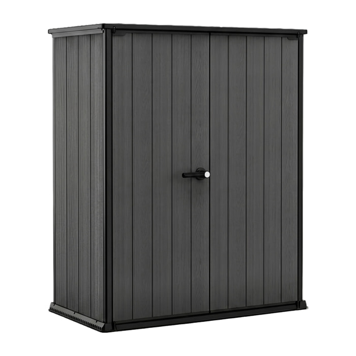 Cortina Alto - Mobili Da Giardino 140x73,6x170,4 cm 2 Ante Per Deposito Attrezzi Finitura Effetto Legno Evotech+ In Resina Grigio