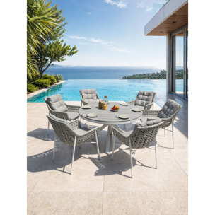 ELBA - Ensemble repas de jardin 6 places - Blanc