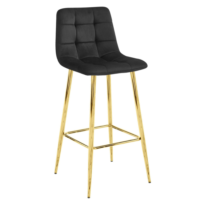 Set di 2 sgabelli da bar Arceto in velluto nero e oro