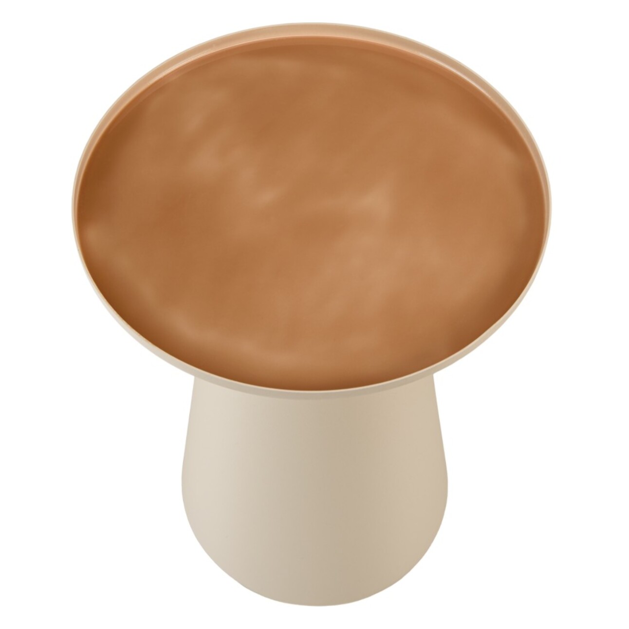 JAMES - Table d'appoint ronde 40x40cm plateau en métal émaillé caramel JAMES