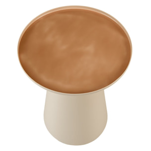 JAMES - Table d'appoint ronde 40x40cm plateau en métal émaillé caramel JAMES