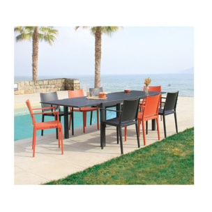 Ensemble table et chaises de jardin  - gris et terracotta - GUETHAROS