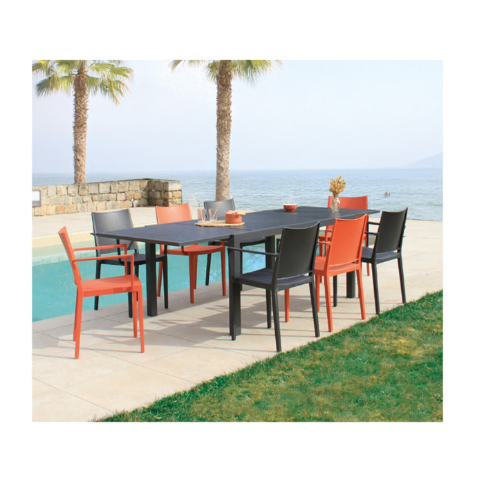 Ensemble table et chaises de jardin  - gris et terracotta - GUETHAROS