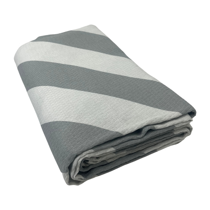 Copriletto Piquet 100% Cotone Made in Italy Fantasia Rigata Disegno Elite Grigio