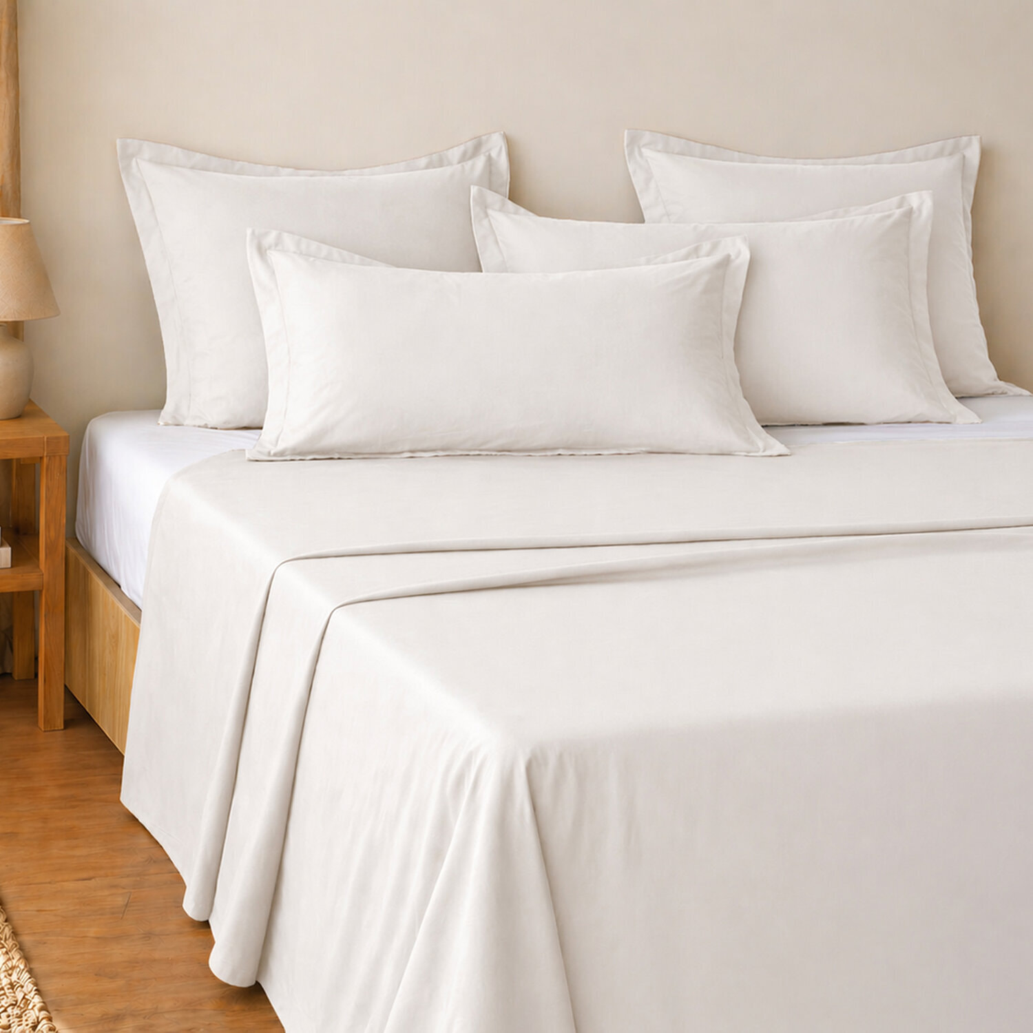 Parure de draps 100% coton uni - essentiel - chantilly