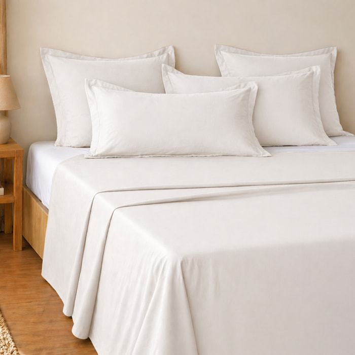 Parure de draps 100% coton uni - essentiel - chantilly