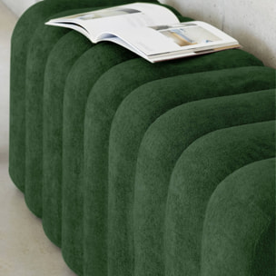 Banc. bout de lit contemporain en tissu vert foncé