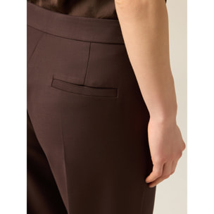 Oltre - Pantalones palazzo cropped de franela - Bronce claro