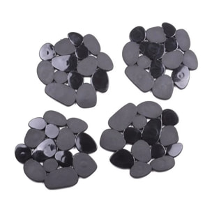 Lot de 4 Tapis antiderapants de douche ou baignoire PVC GALETS 12x13cm Noir MSV