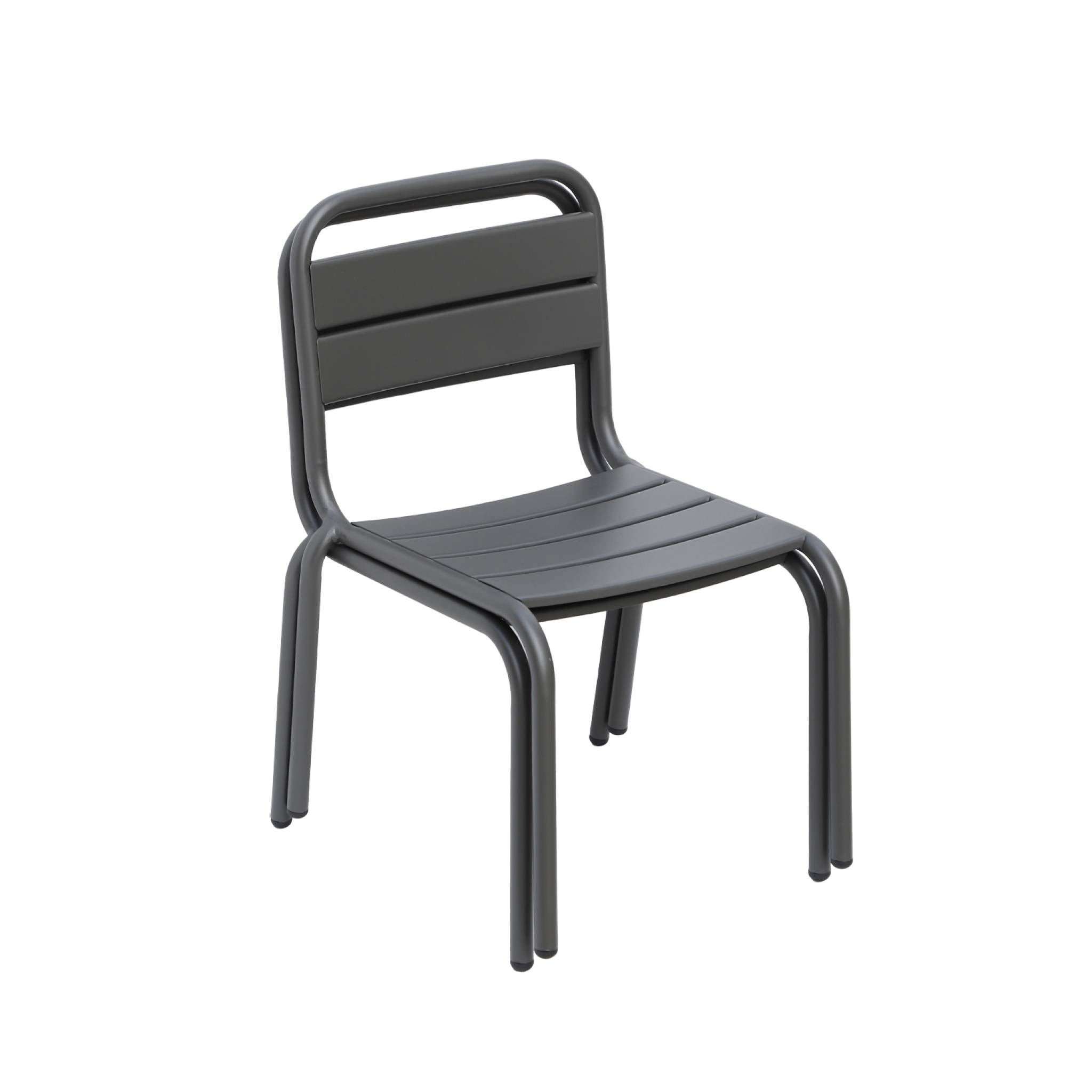 Salon de jardin enfant. lot de 2 chaises en métal anthracite pour enfant