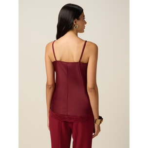 Oltre - Top lingerie in raso e pizzo - Bordeaux