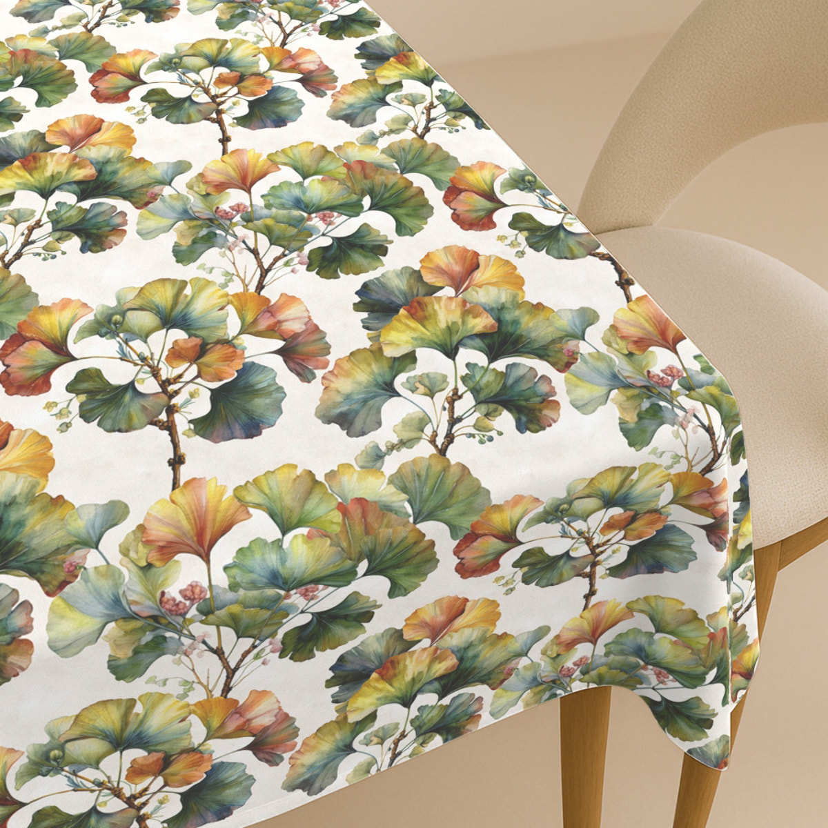 Naturals - Mantel de Tela Estampado - Antimanchas - 100% Algodón - Half panamá - Brunei Beige