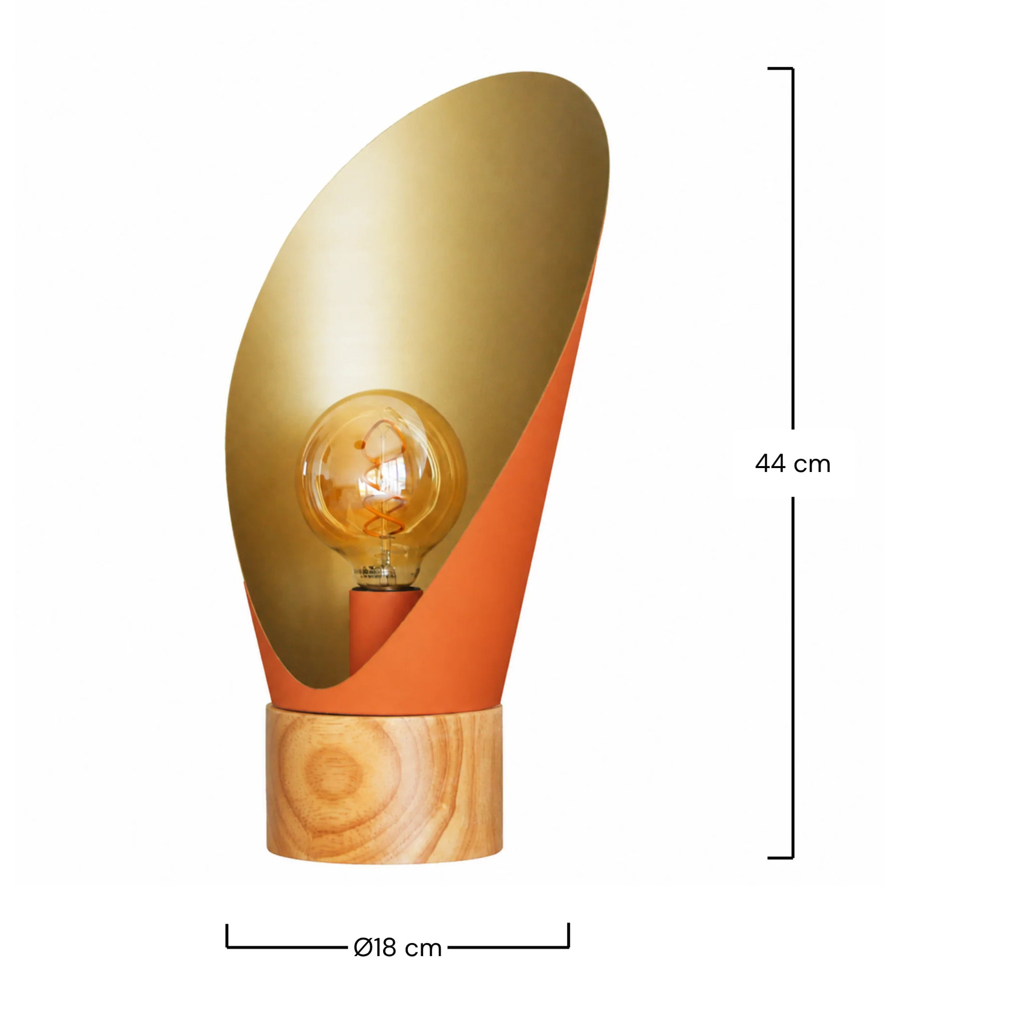 Lampe à poser en métal terracotta et bois H44 cm - Spoon