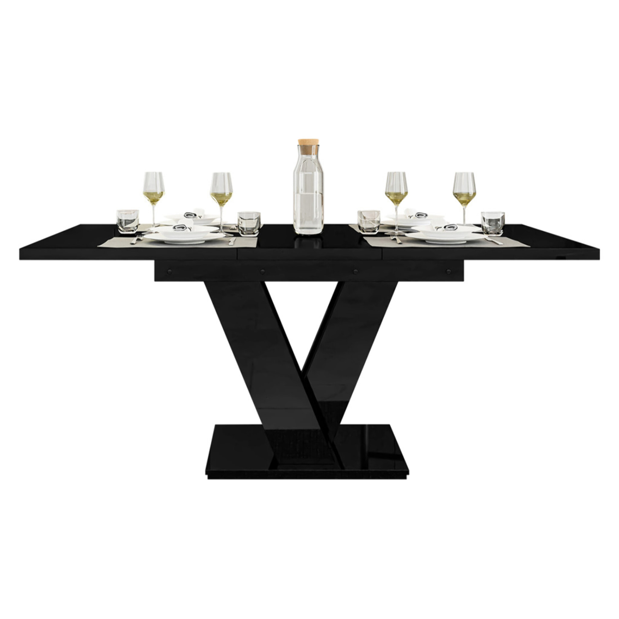 Xandriel - table à manger extensible - noir - 4 à 6 personnes - Noir