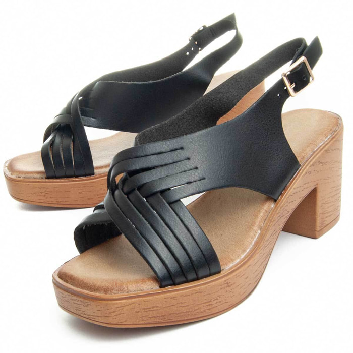 Sandalias de Tacón - Negro - Altura: 8 Cm