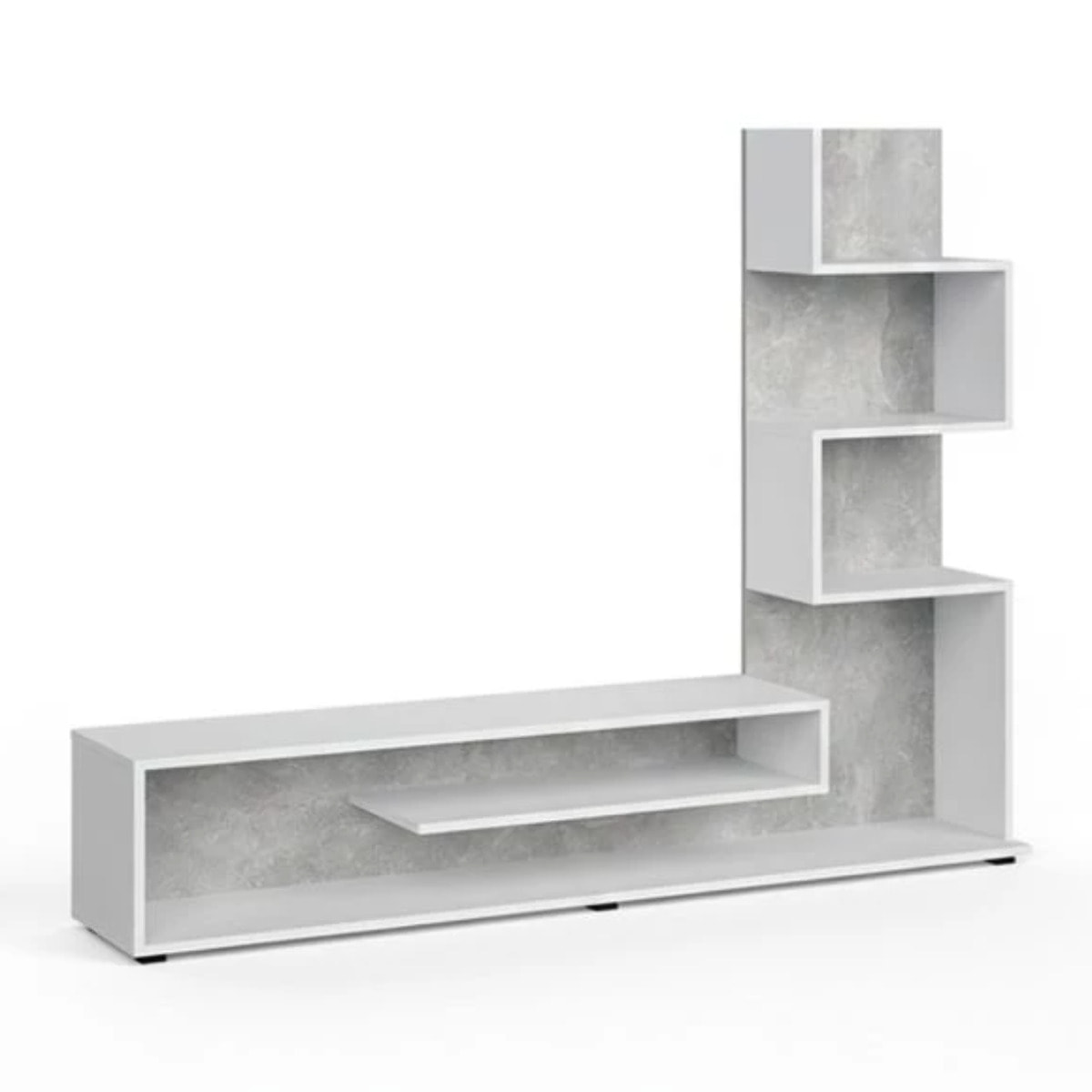 Mueble de salón Moobi en color blanco artik microcemento y medidas 160 x 124 cm Blanco Artik (Blanco Mate) - Microcemento