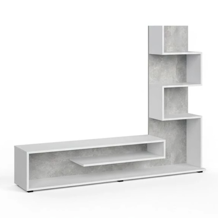 Mueble de salón Moobi en color blanco artik microcemento y medidas 160 x 124 cm Blanco Artik (Blanco Mate) - Microcemento