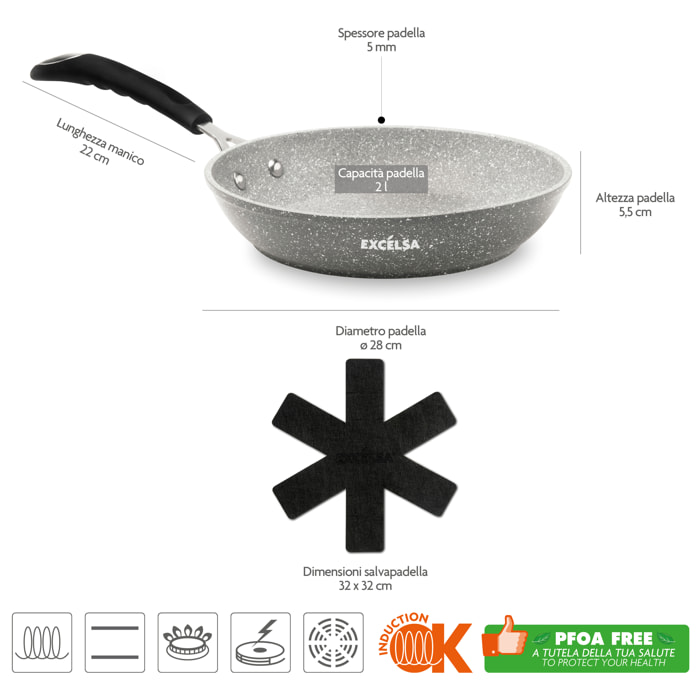 Padella 28 cm Excelsa – Forn-Ok, Alluminio Grigio
