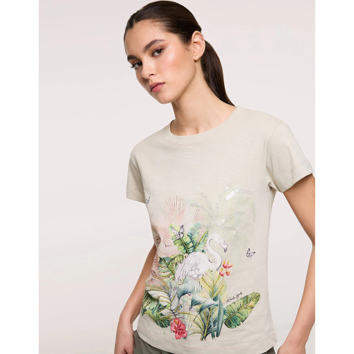 Camiseta Manga Corta Caqui - Flamira