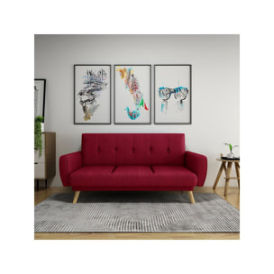 Canapé clic-clac ''Ariana'' - 212.5 x 84 x 81 cm - 3 Places - Rouge