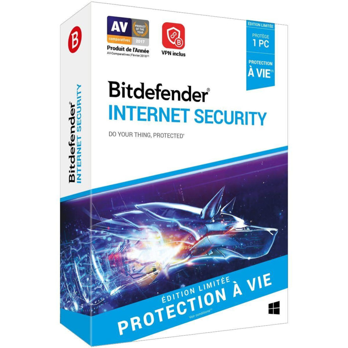 Logiciel antivirus et optimisation BITDEFENDER Internet Security A vie - 1 PC