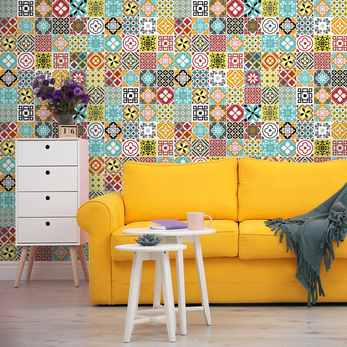Stickers muraux - Sticker Mural Carrelage adhésif Cuisine Salle de Bain - 60 STICKERS CARRELAGES CYNTIARIA