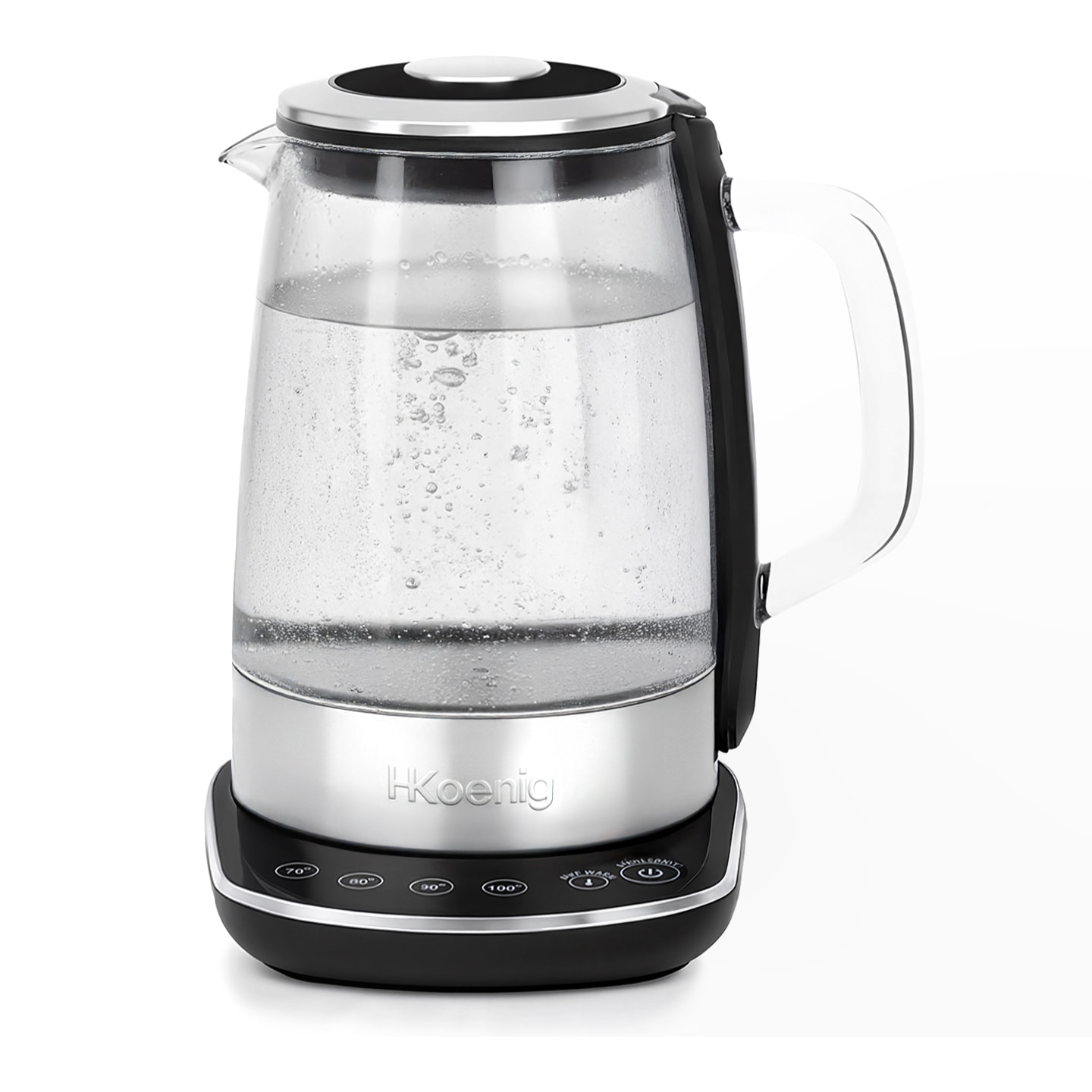 Hervidor eléctrico de vidrio, 1,5 L, regulable 70–100 °C, base giratoria 360°