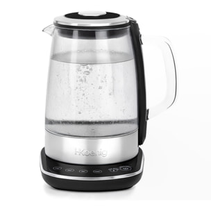 Hervidor eléctrico de vidrio, 1,5 L, regulable 70–100 °C, base giratoria 360°