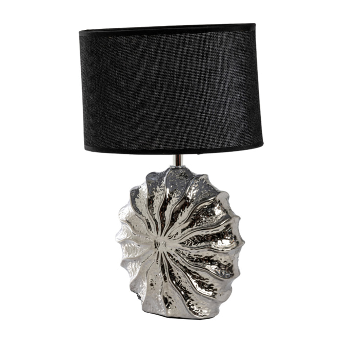 Lampada Da Tavolo Comodino Ricaricabile Accensione On/Off Modello Zante Argento Nero