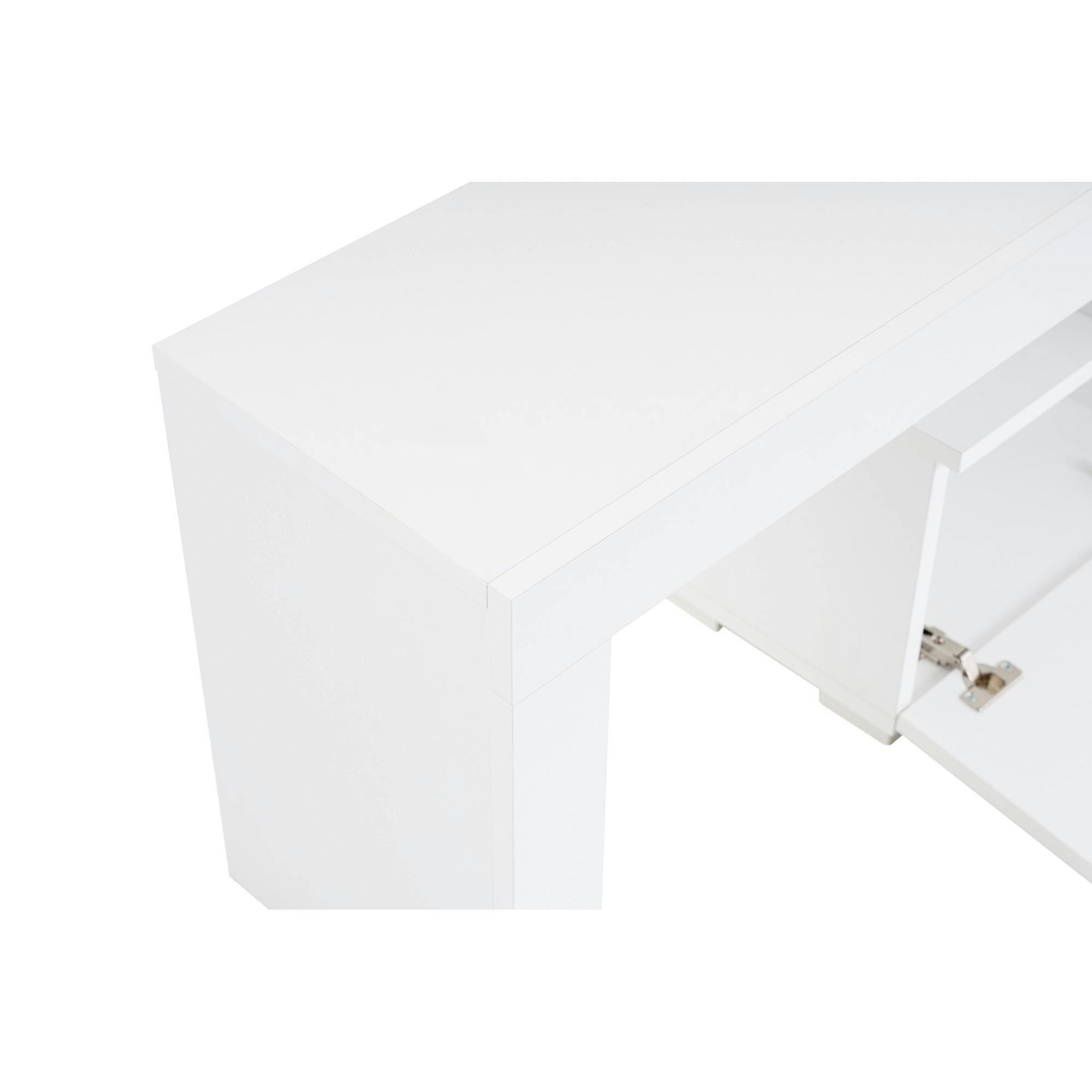 Banc TV moderne blanc avec rangement - effet laque MARFA
