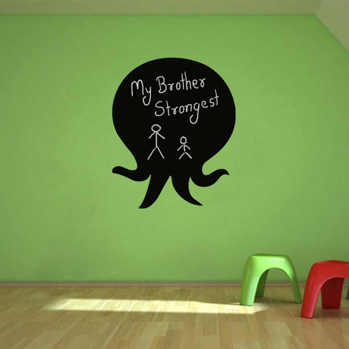 Sticker ardoise tableau noir - stickers muraux adhésif effaçable - SILHOUETTE PIEUVRE