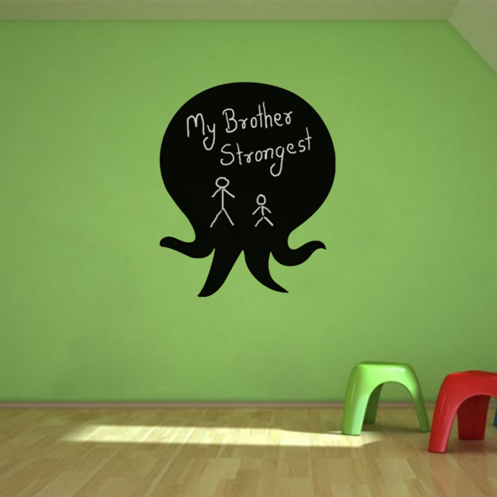 Sticker ardoise tableau noir - stickers muraux adhésif effaçable - SILHOUETTE PIEUVRE