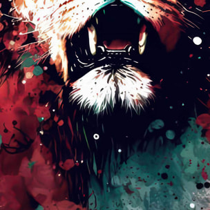 Affiche encadrée lion rugissant art contemporain Affiche + cadre en métal - Noir