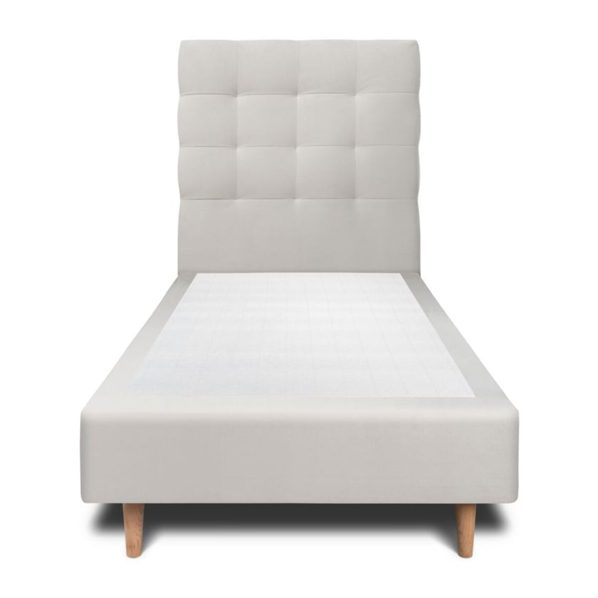 Lit avec tête de lit capitonnée velours et sommier tapissier Ep20