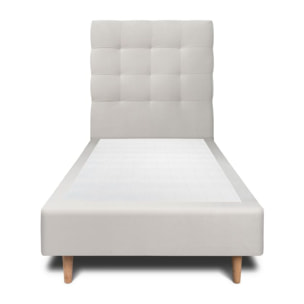 Lit avec tête de lit capitonnée velours et sommier tapissier Ep20