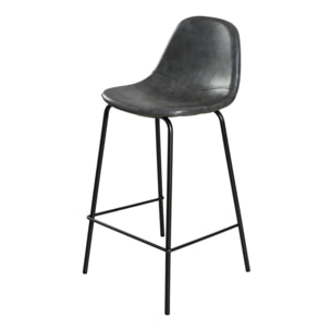 TOM - Lot de 2 tabourets de bar John anthracite hauteur d'assise 65cm