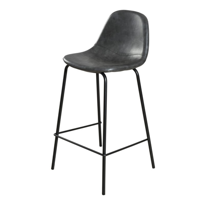 TOM - Lot de 2 tabourets de bar John anthracite hauteur d'assise 65cm