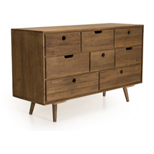 ANDREW - Commode scandi bois marron 8 tiroirs Sapin