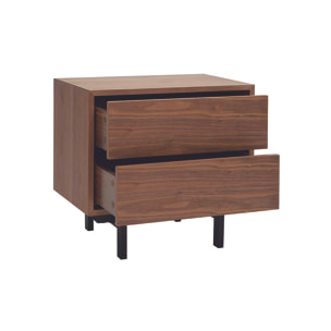 Table de chevet vintage bois foncé noyer et métal MANNY