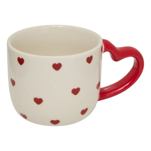 Coffret 4 mugs sur rack Valentine motif à coeurs