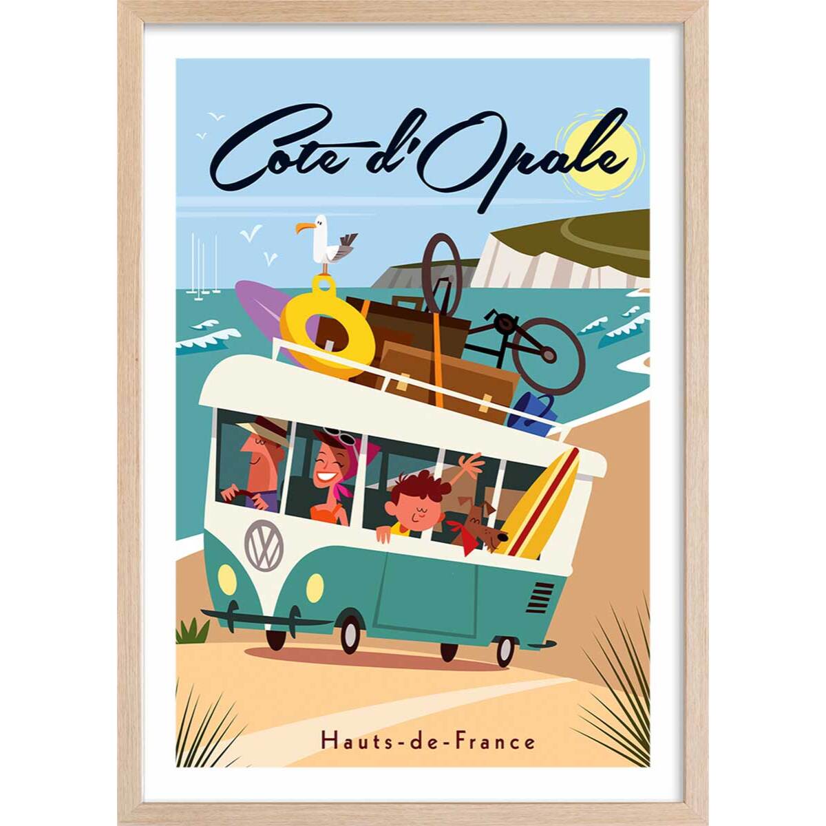 Affiche Côte d'Opale Affiche + cadre en bois - Chêne