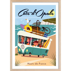 Affiche Côte d'Opale Affiche + cadre en bois - Chêne